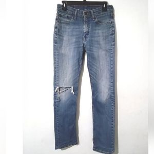 Levi's Mens 514 Regular Fit Distressed Denim Jeans Size 30x32 Light Washed Blue